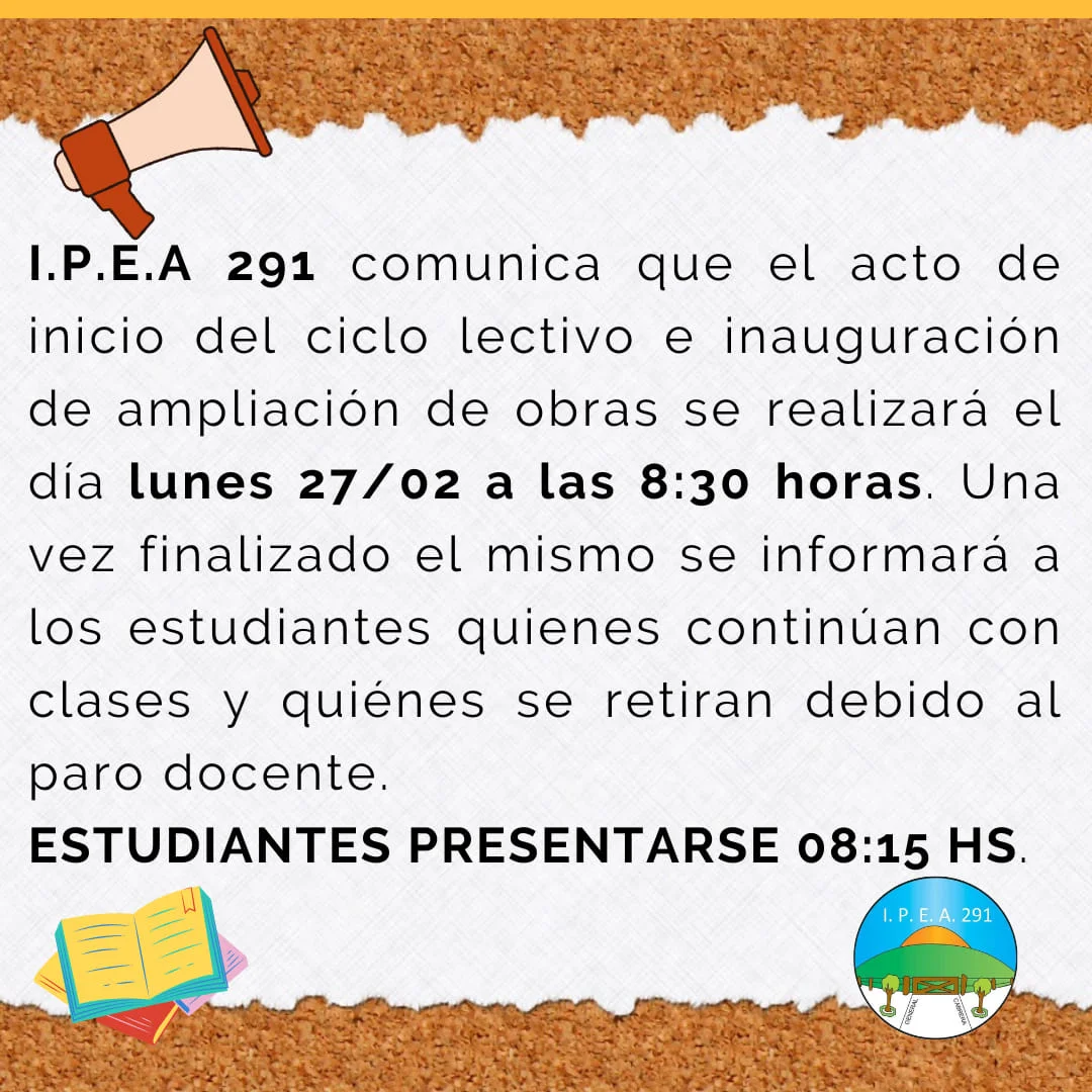 IPEA 291: En medio del paro docente, este lunes 27 inauguran las nuevas aulas