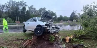 Accidente en ruta 158 en acceso a Villa María: un joven chocó contra un árbol y fue hospitalizado