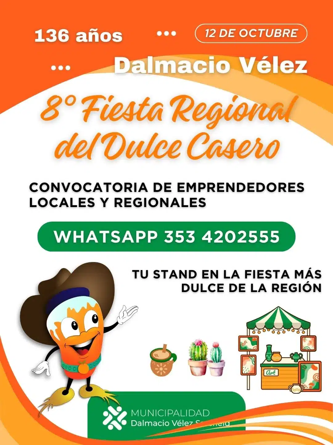Dalmacio Vélez celebra sus 136 años con la Fiesta Regional del Dulce Casero el 12 de octubre
